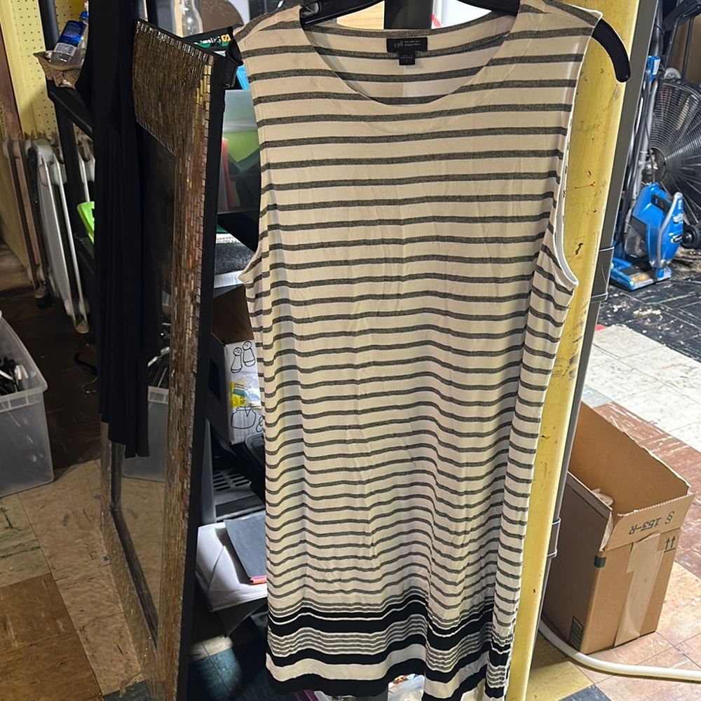 J. Jill Black and Cream Striped Dress L